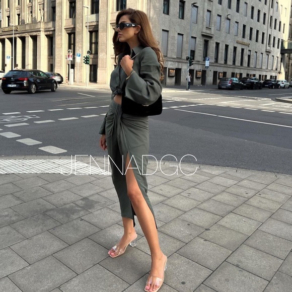 Zara Linen Blend Knotted Midi Skirt NWT - Picture 6 of 12